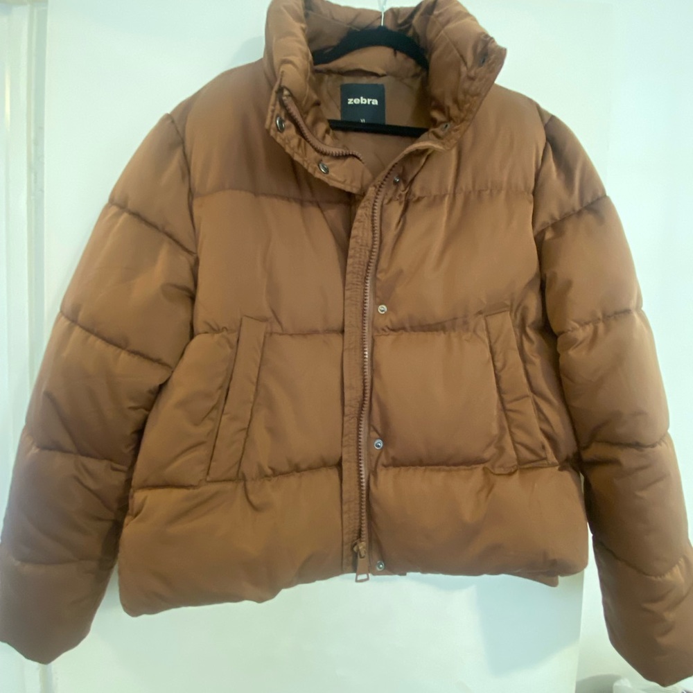 Zebra Brown Puffer Jacket